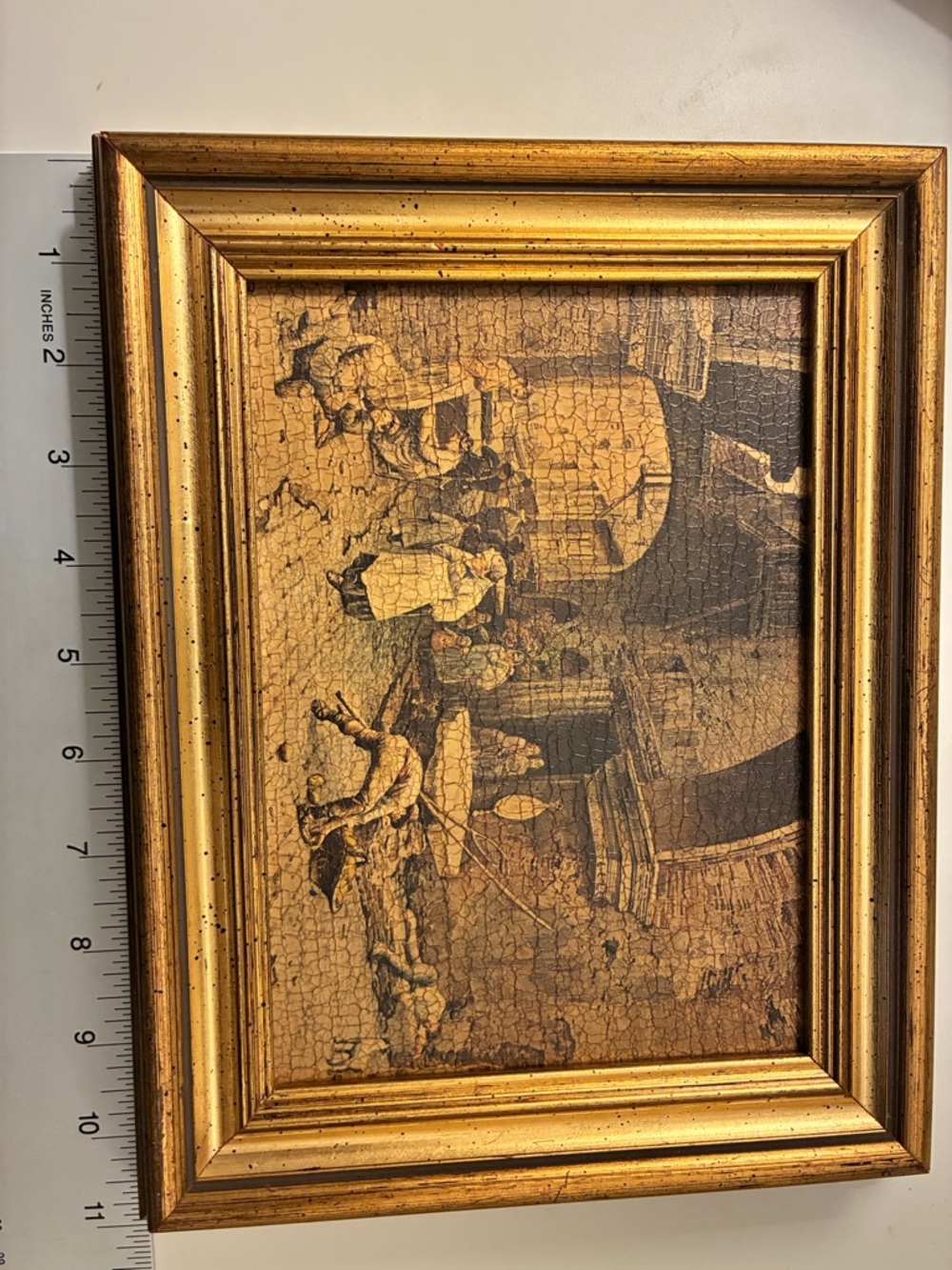 1845 - 1907 Vintage Gold Framed Village Scene Painting - Picture 2 of 12